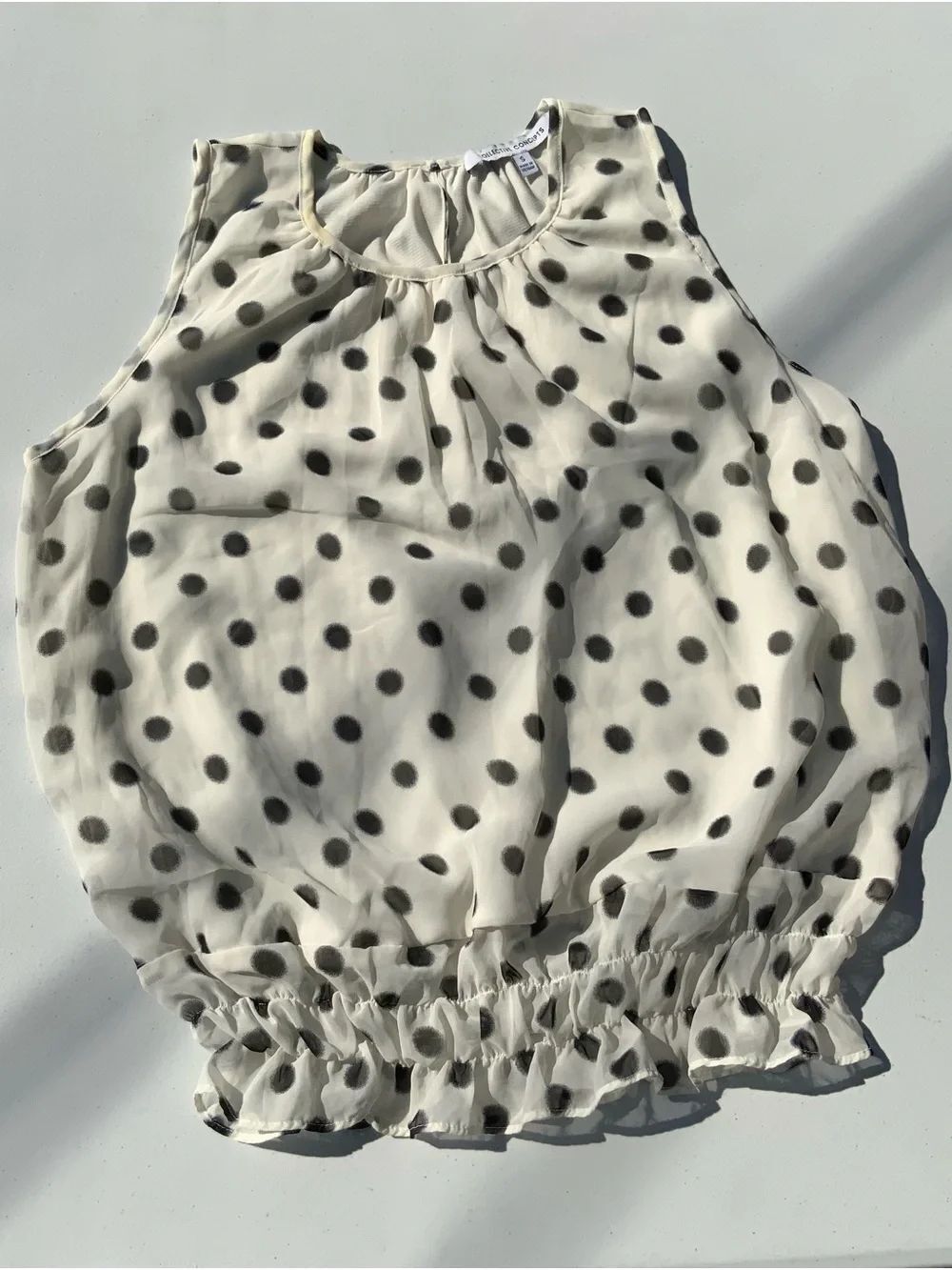 Collective Concepts Cream Blouse with Black Polka Dots